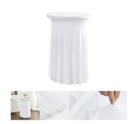 ZMCGNO Tovaglia con Gonna Rotonda per Cocktail Tovaglia Rotonda Elasticizzata for conferenze Commerciali, Cocktail Bar, Hotel, Festa di Nozze, Gonna Elastica(White,80x110cm)