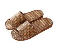 ZMCGNO Uomo Donna Bambù Rattan Erba Amanti della casa estiva Pantofole con tappetino di paglia Sandali for la pavimento in legno tenero ispessito for interni(3,40-41)