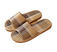 ZMCGNO Uomo Donna Bambù Rattan Erba Amanti della casa estiva Pantofole con tappetino di paglia Sandali for la pavimento in legno tenero ispessito for interni(4,42-43)