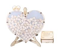 ZMCPODALK Cassetta per Il Libro degli Ospiti a Forma di Cuore in Legno con Supporto, Cornice per Il Libro degli Ospiti di Matrimonio, Cassetta in Legno dal Design Romantico a Cuore per la