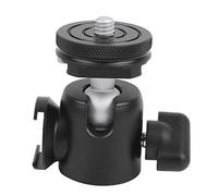 ZMCPODALK Testa a sfera con doppia base hot shoe, testa a sfera multifunzione in lega per fotocamera, tipo universale con fori per viti da 1/4" e 3/8", compatibile con treppiedi e supporti