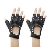 ZMDMAH 1 Paio Guanti Punk Guanti Senza Dita Punk Gloves 1980s Fancy Dress Costume Accessory Nero Guanti Pelle per Carnevale Cosplay Halloween Biker Gloves Performance