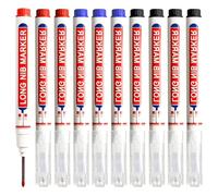 ZMDMAH 10 Pezzi Pennarelli per Fori Profondi, Pennarello Indelebile a Punta Fine 20mm, Pennarelli Indelebili Punta Fine, Pennarello Indelebile Punta Fine, Pennarelli Punta Fine -Nero, Blu, Rosso