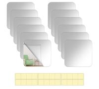 ZMDMAH 12 Pezzi Specchi Adesivi da Parete 15 X 15cm Sicuro Specchio Non in Vetro Specchio per Armadio, Flessibile Adesivo fogli in materiale morbido Piastrelle Specchio,per Decorazioni Murali Casa