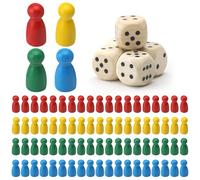 ZMDMAH 80 Pezzi Personaggi da Gioco in Legno e 5 Pezzi di Dadi in Legno, Pezzi in Legno per Giochi daTavolo, Figure di Gioco Colorate, per Giochi da Tavolo, Pezzi degli Scacchi Volanti in Legno