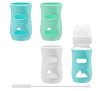 ZMDMAH Confezione da 3 contenitori in silicone per biberon da 240 ml, infrangibili, copertura anti-goccia per biberon, adatti per bottiglie Philips Avent, senza Bpa (bianco/blu/verde)