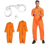 ZMDMAH Costume da prigione arancione con manette, unisex, da uomo e da donna, da prigioniero, da prigioniero, da carcere, per cosplay, per detenuti, prigionieri e predatori (L)