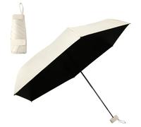 ZMDMAH Mini ombrello tascabile ultra compatto ultra leggero con protezione UV al 99% e UPF50+ in tessuto resistente agli urti asta in acciaio 90 cm superficie dell'ombrellone colore beige perfetto