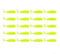 ZMdooreasy 20 esche da pesca morbide a T con filettatura profonda, in PVC, per spigole e trote, prestazioni di profondità per tutte le acque, compatibili con teste e ganci a manovella (3,5 cm giallo