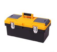 ZMdooreasy Cassetta degli attrezzi in plastica resistente con organizer a doppio strato, per casa, garage, strumenti di riparazione auto, portatile, giallo (piccolo)