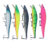 ZMdooreasy Confezione da 5 esche a forma di pesciolino ad affondamento lento, 117 mm, 14 g, in ABS, con occhi e sonagli per la pesca alla trota