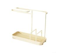 ZMdooreasy Contenitore per lavello con vassoio antigoccia rimovibile e scomparti divisori per una gestione efficace della pulizia della cucina (crema)