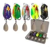 ZMdooreasy Esca da pesca a forma di rana in morbido silicone, con doppio gancio e creatore di rumore, esca realistica per pesci neri, design galleggiante con rimovibile per flash, verde, 30 mm