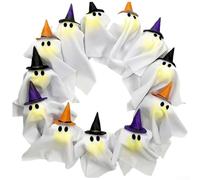 ZMdooreasy Ghirlanda di Halloween illuminata a LED alimentata a batteria per porta d'ingresso, decorazione da appendere adatta per interni ed esterni per uso festivo (con luci)