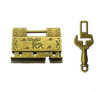 ZMdooreasy Lucchetto vintage cinese in lega di bronzo per portagioie, armadi o cassapanche, lucchetto vintage, dimensioni 4,1 x 3 x 1,2 cm, per una conservazione sicura (grande)
