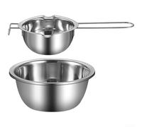 ZMdooreasy Melter per cioccolato in acciaio inox 304, design a 2 beccucci, con manico ergonomico per appenderlo, per cucina, cottura al forno, burro, fondere (E)