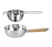 ZMdooreasy Pentola per cioccolato in acciaio inossidabile 304, design a 2 beccucci con manico ergonomico per appenderlo, per cucina, cottura al forno, burro, fondere