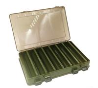 ZMdooreasy Scatola per attrezzatura da pesca a doppio lato, con 14 scomparti, in plastica ABS, organizer per esche con manico e fori di scarico per riporre a secco, contenitore portatile per esche per