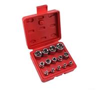 ZMdooreasy Set di 14 chiavi a bussola E4-E24 Multi Drive 1/2" 3/8" 1/4" in acciaio cromato con rivestimento fosfato nero con custodia portatile per la manutenzione del veicolo