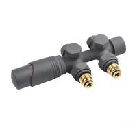 ZMdooreasy Set di valvole termostatiche per termosifone, attacco da 50 mm, in ottone e ABS, con testa termostatica per scaldasalviette o termosifoni da bagno, ad angolo retto, colore nero (antracite)