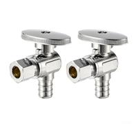 ZMdooreasy Valvola di arresto angolare per impieghi gravosi 1/2" PEX x 3/8" OD a compressione - Valvola di arresto dell'acqua in ottone antiruggine per lavello e WC, confezione da 2