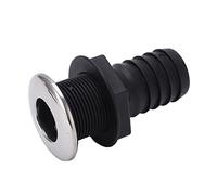 ZMellifluent Scarico Passante da 1 1/2 Pollici, Dritto, Nero con Copertura a Flapper in Acciaio Inox, Raccordo Passante per Scarico scupper sul Ponte della Barca sopra la Linea di galleggiament