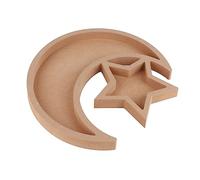 ZMellifluent Vassoio per dessert in legno per Eid, vassoio a forma di luna in legno per il Ramadan con stella e falce, vassoio da portata multifunzionale per decorare feste in casa o in giardin