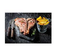 ZMFBHFBH Coltello e forchetta Carne Verdura Cucina Tela Dipinto Scandinavo Poster E Stampe Di Grandi Dimensioni Wall Art Cibo Picture 80x120cm (32x47in) Con Cornice