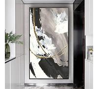ZMFBHFBH Dipinto ad olio su tela in bianco e nero con cornice decorativa di grandi dimensioni Dipinti astratti moderni Immagine da parete 70x140cm (28x55in) con cornice