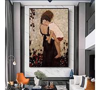 ZMFBHFBH Dipinto di una madre che tiene in braccio un bambino dell'artista classico Gustav Klimt su tela e stampa di immagini incorniciate 80x120 cm (32x47 pollici) con cornice