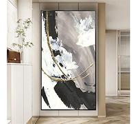 ZMFBHFBH Grande formato decorativo con cornice stampa artistica in bianco e nero su tela pittura a olio quadri astratti moderni immagine decorazione della parete 50x105cm (20x41in) con cornice