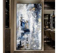ZMFBHFBH Grandi cornici blu Poster Quadri su tela Dipinti ad olio su tela Pittura murale in stile nordico Quadri astratti Modern Home Decor 80x160cm(32x63in) Con cornice