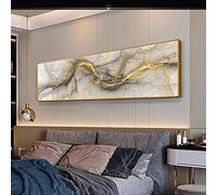 ZMFBHFBH Moderna arte astratta pittura a olio grigio giallo nuvola decorazioni per la casa poster stampe wall art quadri su tela per soggiorno 60x180cm (24x71in) con cornice