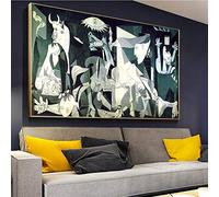ZMFBHFBH Picasso Famoso Dipinto Ad Olio Guernica Riproduzioni Su Tela Poster Astratta Modernismo Immagine Della Parete Opera D'arte Decorazione Della Casa 70x160 cm (28x63in) Con Cornice