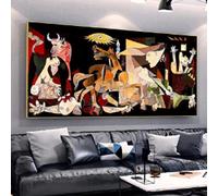 ZMFBHFBH Picasso Famoso Dipinto Guernica Tela Dipinto Art Poster Astratto Soggiorno Cornice Dorata Pitture Murali Home Decor 55x110cm(22x43in) con Cornice