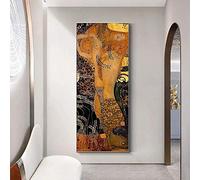 ZMFBHFBH Quadri Astratti su Tela Gustav Klimt Stampe e Poster Classici per Soggiorno 50x150cm(20x59in) Con Cornice in Legno