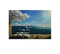 ZMFBHFBH Salvador Dali pittura a olio barca a vela murale su tela Surrealismo arte poster e stampe murale Quadri di grandi dimensioni decor 70x100cm (28x39in) Con cornice