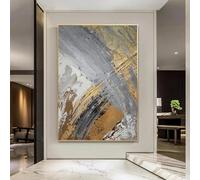 ZMFBHFBH Stampa su tela Decor Pittura a olio astratta moderna Lamina d'oro Poster Moderna casa Arte della parete Pittura su tela per soggiorno 90x125 cm/(35"x49") con cornice dorata