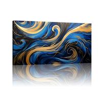 ZMFBHFBH Stampa su Tela Sfondo Blu Immagini su Tela Incorniciate - Dipinti su Tela Extra Large Blu Navy per Soggiorno 80x162 cm/(31x64 pollici) con Cornice