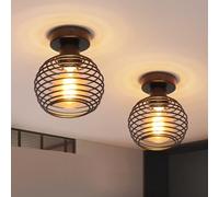 ZMH 2ER Lampada da soffitto vintage nera: Attacco E27, design retrò con paralume in metallo industriale - Ideale per corridoio, scala, balcone, cucina e camera da letto