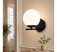 ZMH Applique Nero Interni - E27 Metallo Design Moderno in vetro Lampada da Letto Bagno Vintage Lampada da Corridoio per Soggiorno Camera Corridoio Camera Bambini - Senza lampadine