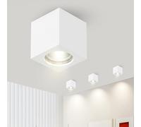 ZMH Faretto da plafone bianco GU10: Faretti quadrati da soffitto Faretti da plafone in gesso plafoniera moderna piccola max 40W per soggiorno - senza lampadina