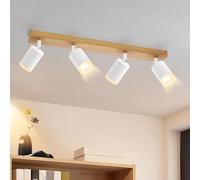 ZMH Faretto Da Soffitto Bianco A 4 Luci - Lampada Da Cucina In Legno Gu10, Girevole A 350° Lampada Da Parete Industriale Vintage Per Soggiorno, Camera Da Letto, Corridoio (Lampadina Non Inclusa)