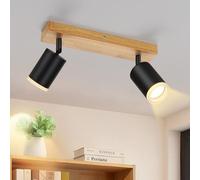 ZMH Faretto Da Soffitto Nero A 2 Luci - Lampada Da Cucina In Legno Gu10, Girevole A 350° Lampada Da Parete Industriale Vintage Per Soggiorno, Camera Da Letto, Corridoio (Lampadina Non Inclusa)