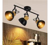 ZMH Faretto da soffitto vintage nero - 3 lampadine Faretti da soffitto retrò E27 Lampada da cucina Girevole a 350° Plafoniera industriale in metallo per cucina Soggiorno Camera da letto