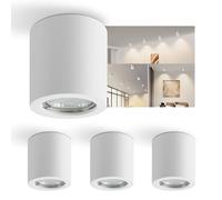 ZMH Faretto da superficie 4x bianco Faretto da superficie rotondo: faretti da soffitto Faretti GU10 Faretto da soffitto da superficie 230V Faretto da superficie in gesso Piccola senza lampadina