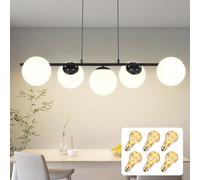 ZMH lampada a sospensione tavolo da pranzo lampada a sospensione moderna - sala da pranzo lampada nero 5 fiamme palla di vetro vintage a sospensione con 6 × 4W E27 lampadina