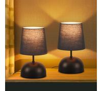 ZMH lampada da tavolo 2er set con cavo - nero piccola lampada da tavolo Schlafzimmer stoffa lampada da letto design moderno scrivania lampada per soggiorno ufficio tavolo da letto finestra hotel