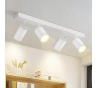 ZMH Plafoniera LED 4 lampadine Faretto da soffitto: Faretti da soffitto | GU10 Faretti da soffitto orientabili a 350 Lampada da corridoio moderna bianca Faretto da parete industriale senza lampadina)
