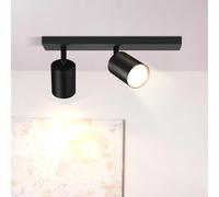 ZMH Plafoniera LED faretto da soffitto nero: lampada da soffitto GU10 spot 2 fiamme Faretti da soffitto orientabili a 350° lampada da corridoio moderna faretto da parete industriale per soggiorno